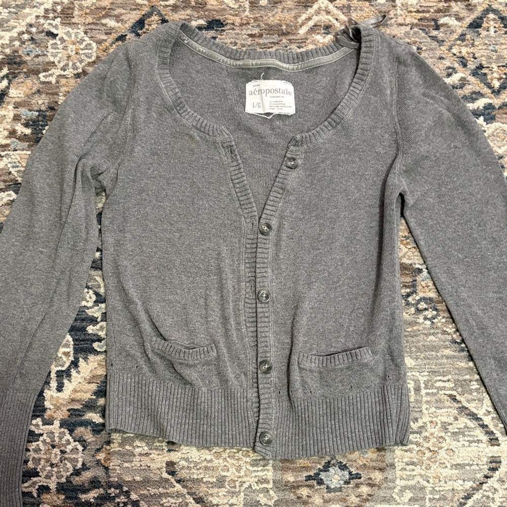 Aeropostale Charcoal Cardigan Sweater